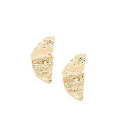 Sohi Womens Gold Dented Metallic Drop Earrings
