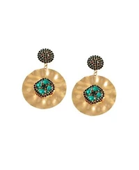 Sohi Womens Gold Circular Drop Earrings