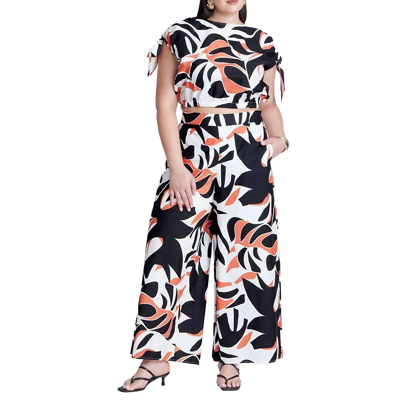 Eloquii Women's Wide Leg Printed Pant