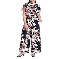 Eloquii Women's Wide Leg Printed Pant