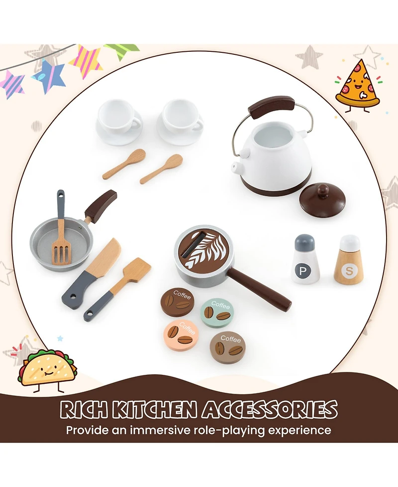 Corner Play Kitchen with Coffee Machine and Slide for Kids