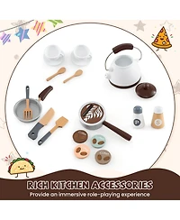 Corner Play Kitchen with Coffee Machine and Slide for Kids