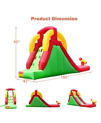 Inflatable Water Slide Bounce House with Climbing Wall Jumper and 480W Blower