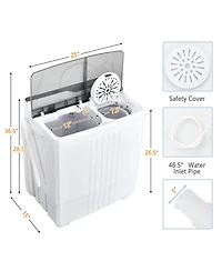 Twin Tub Portable Washing Machine with Timer Control and Drain Pump for Apartment