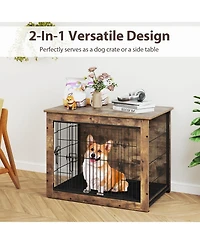 Ecooso Dog Crate Furniture with Cushion and Double Doors for Small/Medium Dogs
