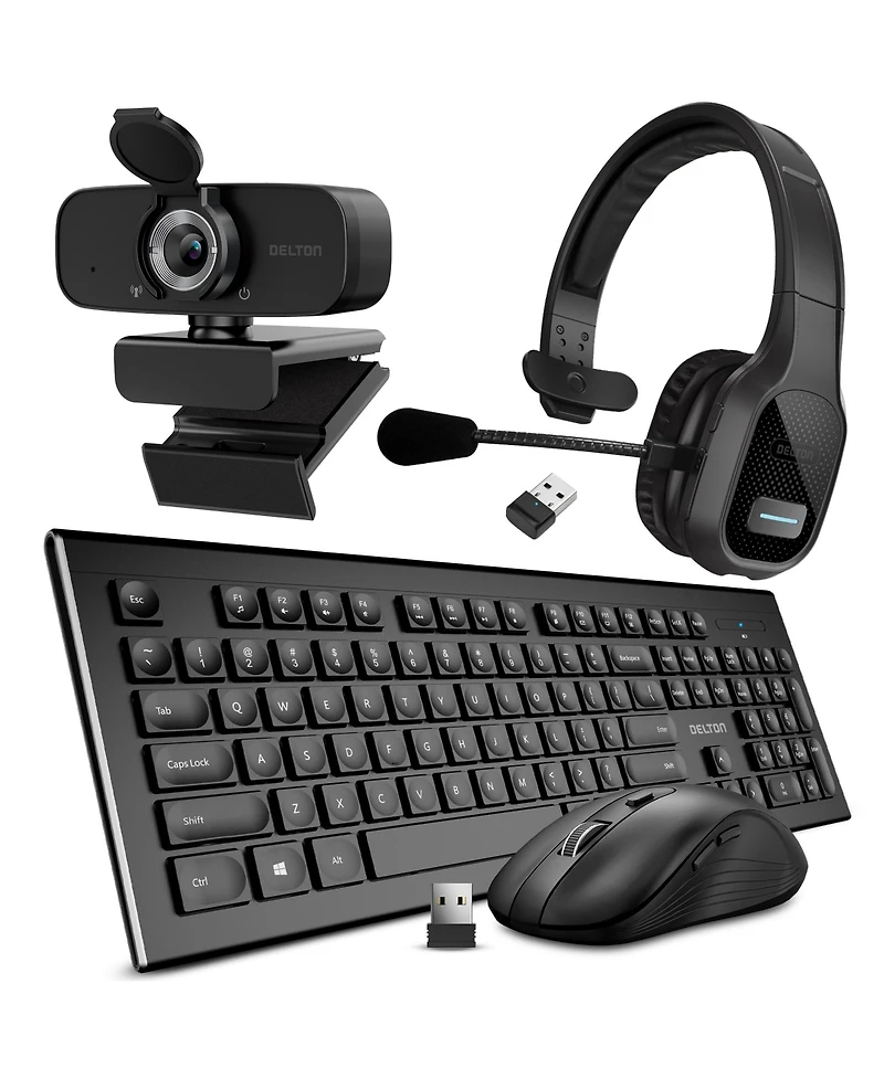 Delton 20X Work Anywhere Bundle: Keyboard, Mouse, Webcam, Headset (DBND4WLS20XREG