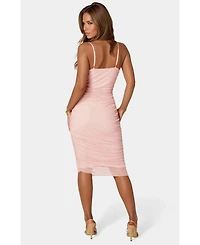 Bebe Women's Powermesh Side Shirr Slip Dress