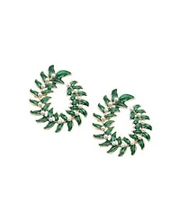 Sohi Womens Green Wreath Drop Earrings