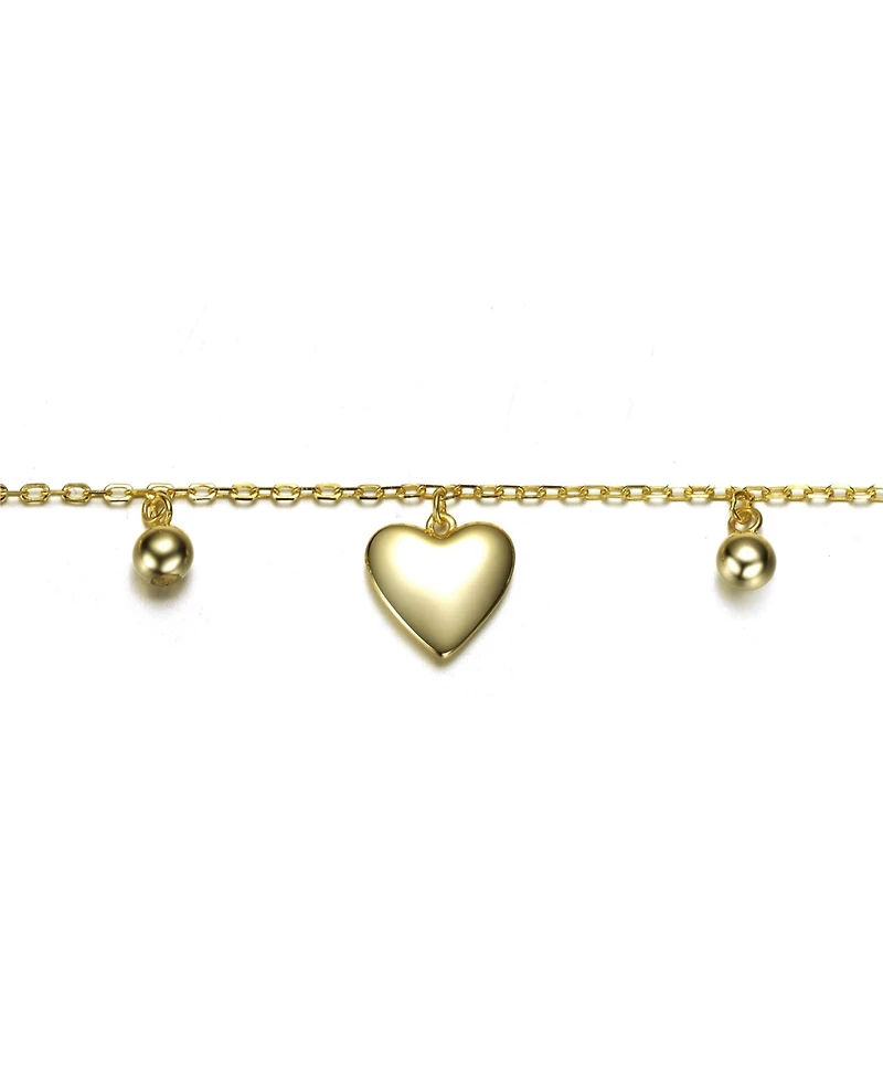 14K Gold Plated Heart Bead Charm Bracelet