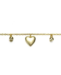 14K Gold Plated Heart Bead Charm Bracelet
