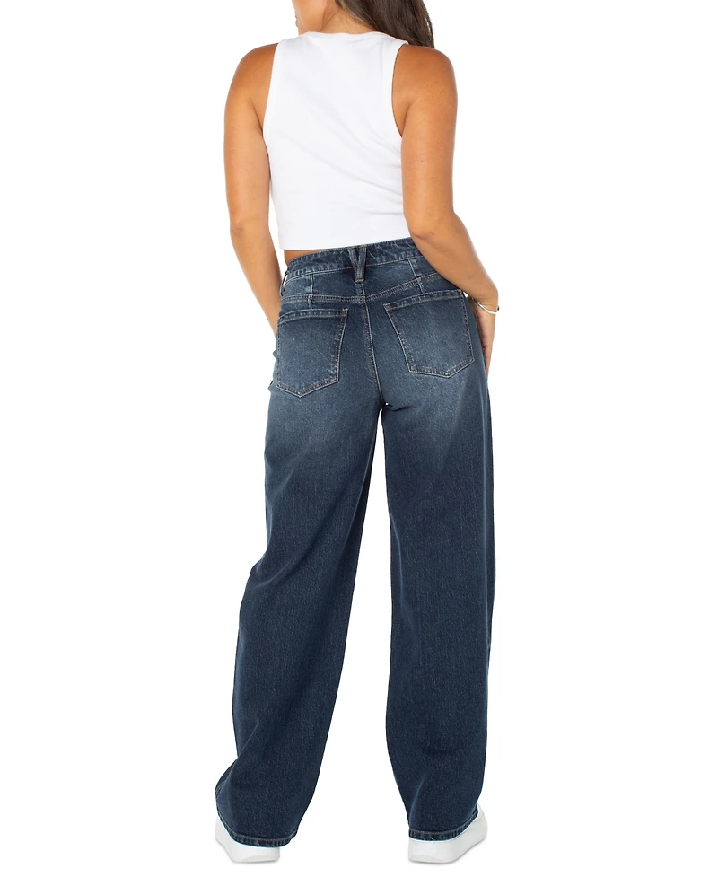 Celebrity Pink Juniors' High Rise Baggy Wide-Leg Curvy Jeans