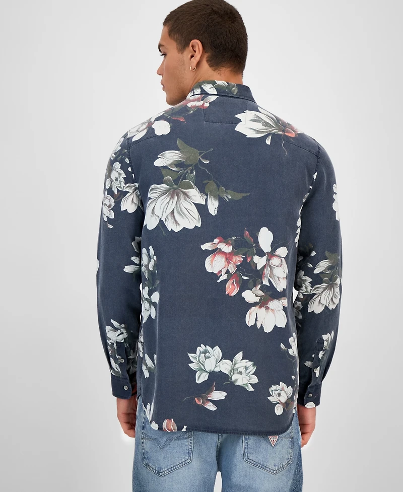 Guess Men's Floral-Print Shirt