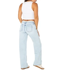 Celebrity Pink Juniors' Lace-Trim Low-Rise Slouchy Jeans