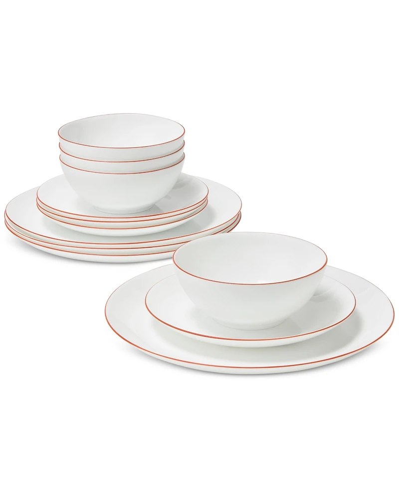 Arch Studio Opal Glass Rust Rim 12 Pc Dinnerware Set, Service for 4, Exclusively at Macy's