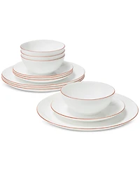 Arch Studio Opal Glass Rust Rim 12 Pc Dinnerware Set, Service for 4, Exclusively at Macy's