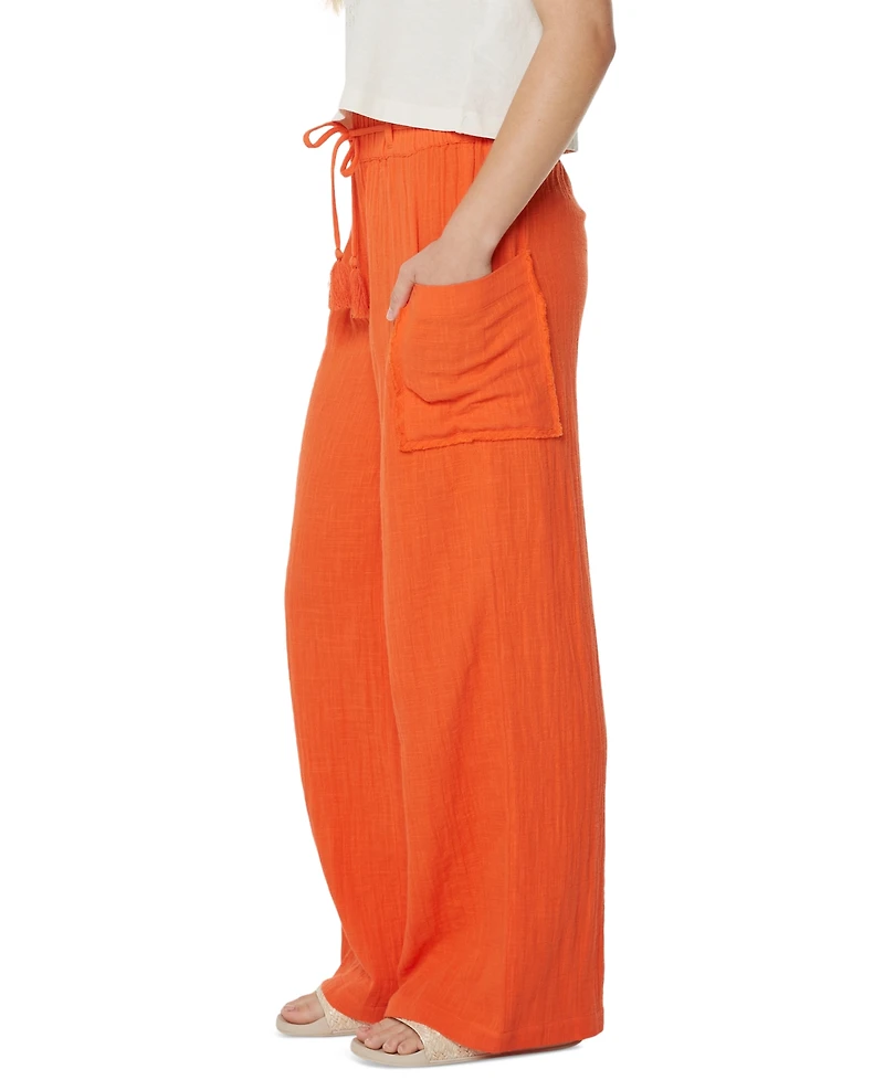 Roxy Juniors' Sea Goldie Wide-Leg Cotton Pants