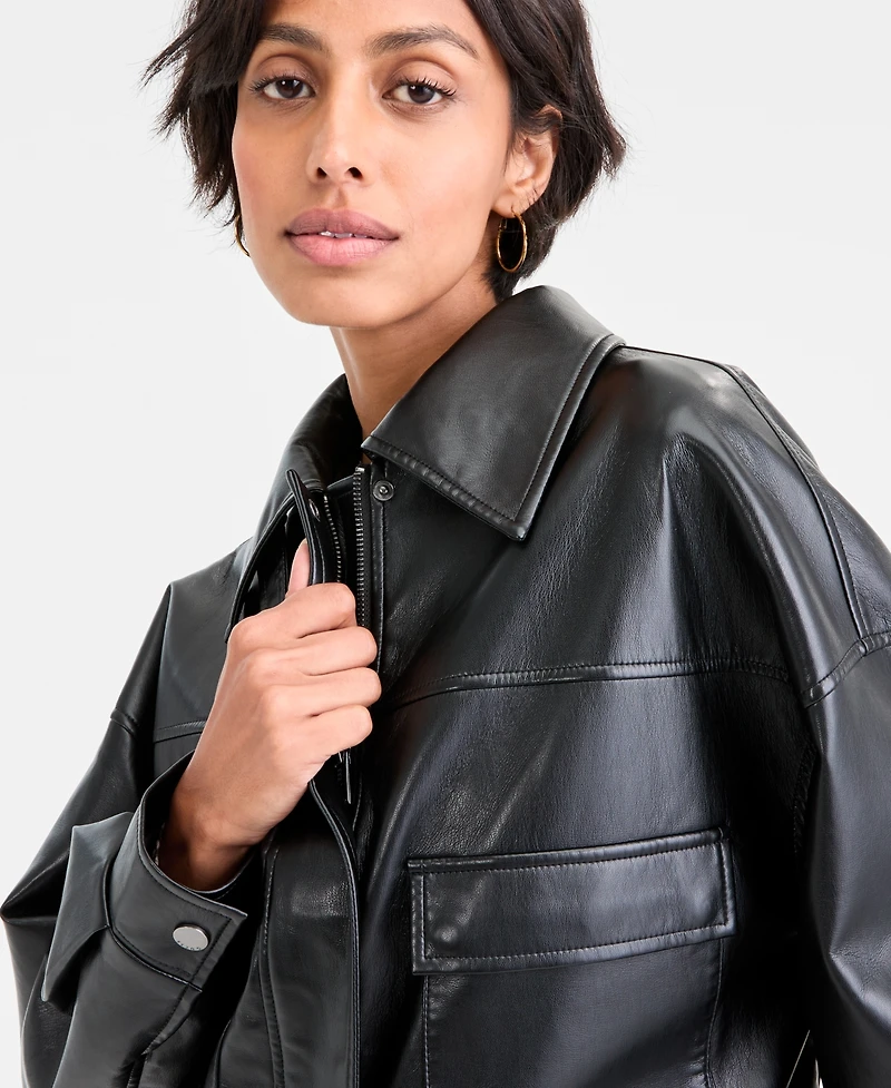 Guess Women's Flaminia Cropped Faux-Leather Jacket