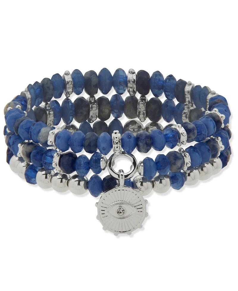 Anne Klein Metal-tone 3-Pc. Set Colored Beaded Stretch Bracelet