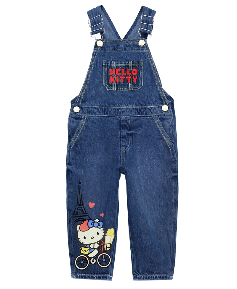 Hello Kitty Toddler and Little Girls 2-Piece T-Shirt Denim Overall Set