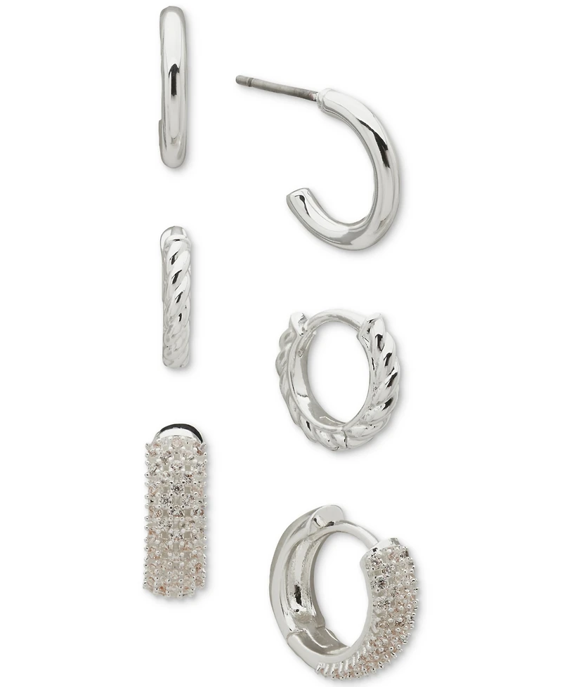 Anne Klein Metal 3-Pc. Set Twist Lattice Hoop Earrings