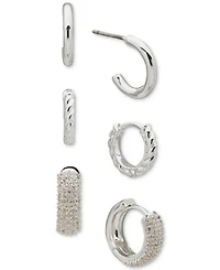 Anne Klein Metal 3-Pc. Set Twist Lattice Hoop Earrings