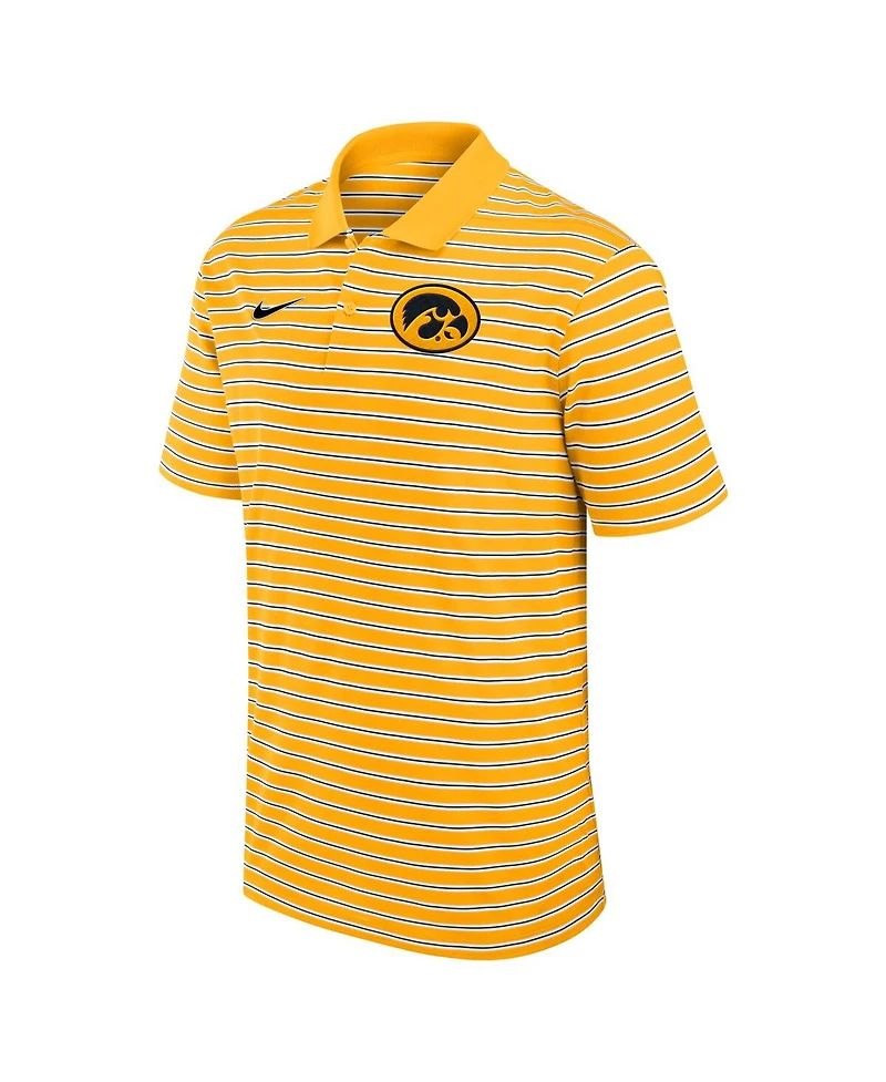Nike Men's Gold/White Iowa Hawkeyes Primetime Victory Striped Performance Polo Shirt