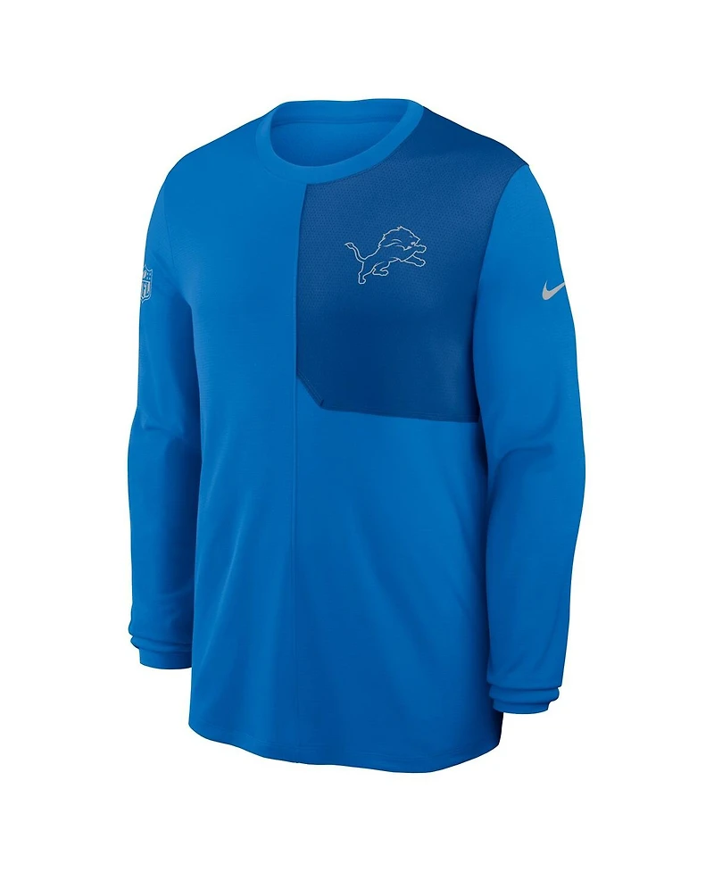 Nike Men's Blue Detroit Lions Sideline Coach Uv Performance Long Sleeve T-Shirt
