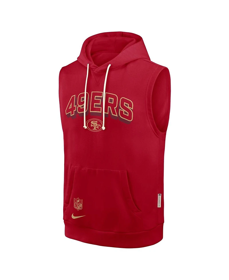 Nike Men's Scarlet San Francisco 49ers Sideline Performance Sleeveless Pullover Hoodie