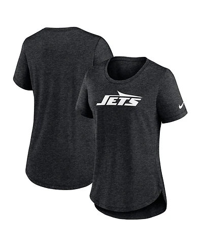 Nike Women's Heather Black New York Jets Tri-Blend Fashion T-Shirt