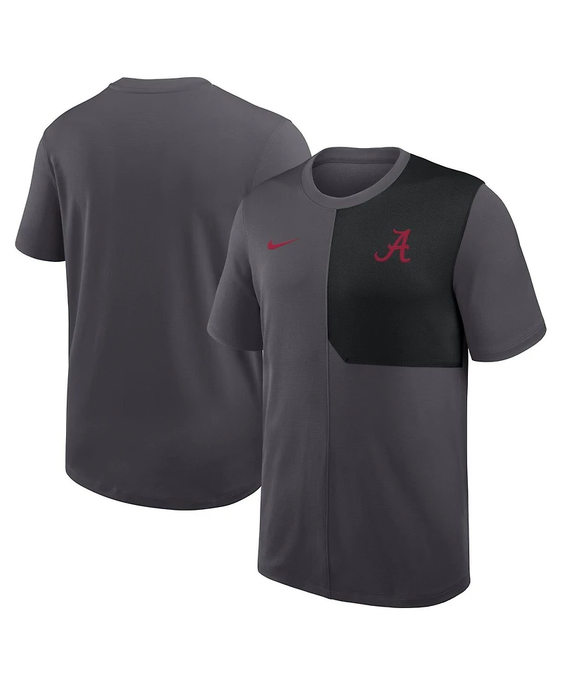 Nike Men's Anthracite Alabama Crimson Tide 2025 Sideline Uv Performance Coach T-Shirt