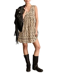Lucky Brand Women's Cotton Floral V-Neck Mini Dress