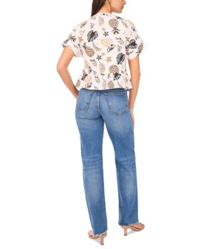 Sam Jess Womens Printed Cotton Peplum Shirt Pant
