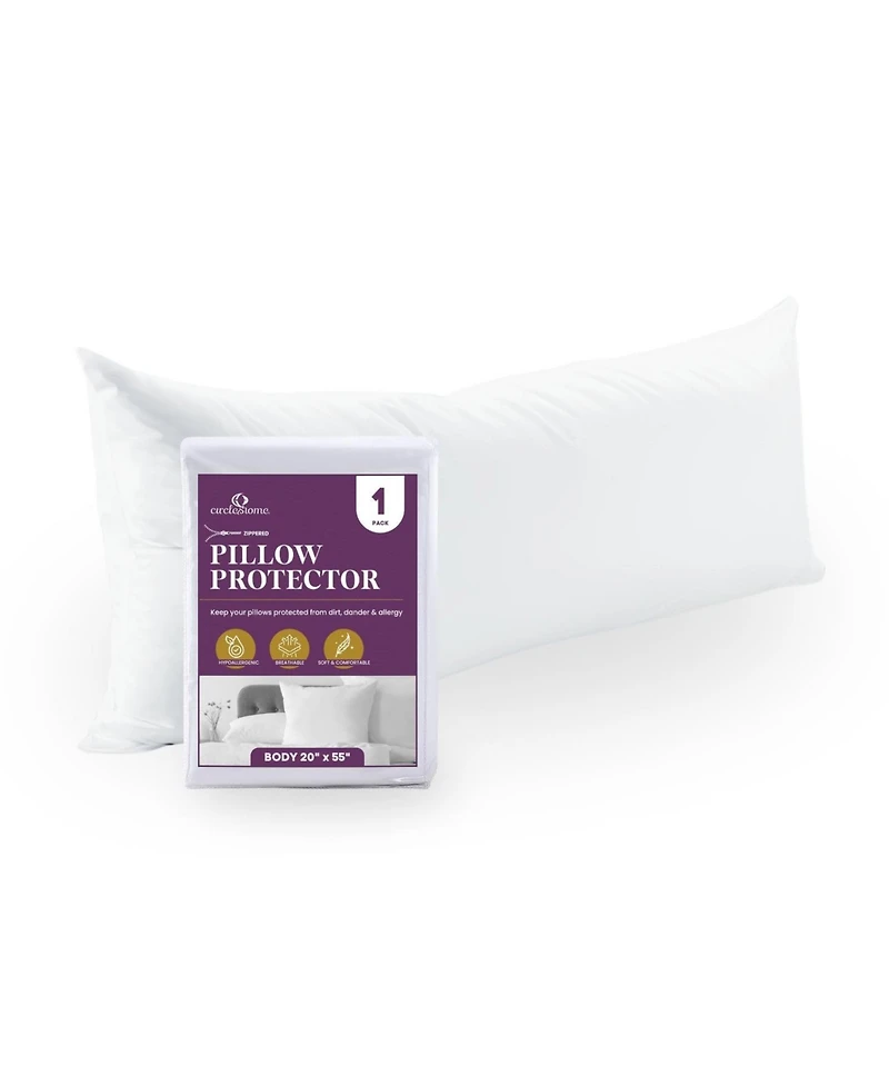 Circles Home 100% Cotton Breathable Body Pillow Protector - White