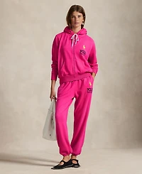 Polo Ralph Lauren Women's Big Pony Lightweight Fleece Zip Hoodie Sweatshirt