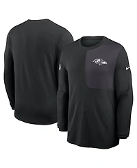 Nike Men's Black Baltimore Ravens Sideline Coach Uv Performance Long Sleeve T-Shirt