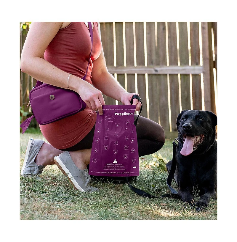 Puppington Walk Star Kit: 3-in-1 Dog Bag, Bowl, & Leash plus Matching 270 Refill Poop Bags