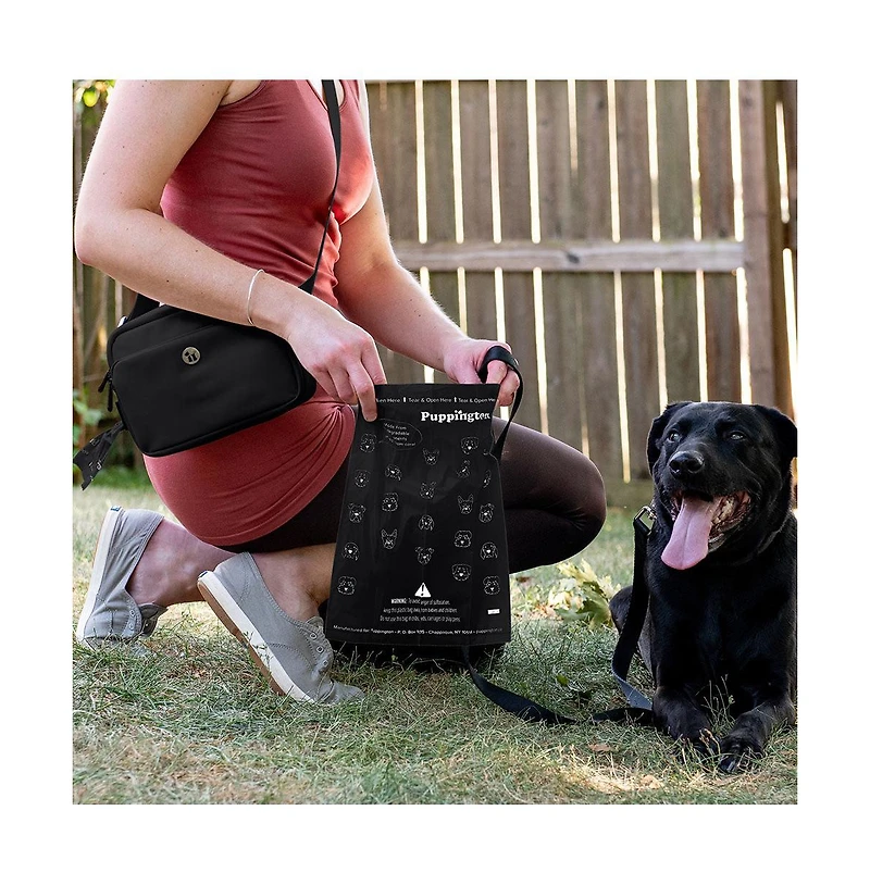 Puppington Walk Star Kit: 3-in-1 Dog Walk Bag & Bowl plus Matching 270 Refill Dog Poop Bags