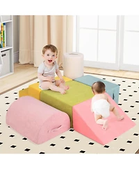 Slickblue Kids 6-Piece Climbing Blocks with 30D High-Density Foam and Carrying Handles