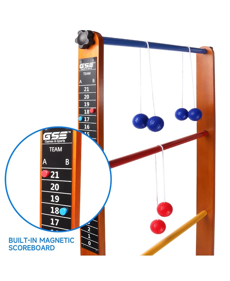 Gse Games & Sports Expert Premium Solid Wood Ladder Ball Toss Game Set with Ladder Ball Bolas & Carrying Case