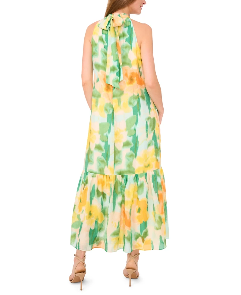 Msk Women's Printed Sleeveless Halter Neck Maxi Dress