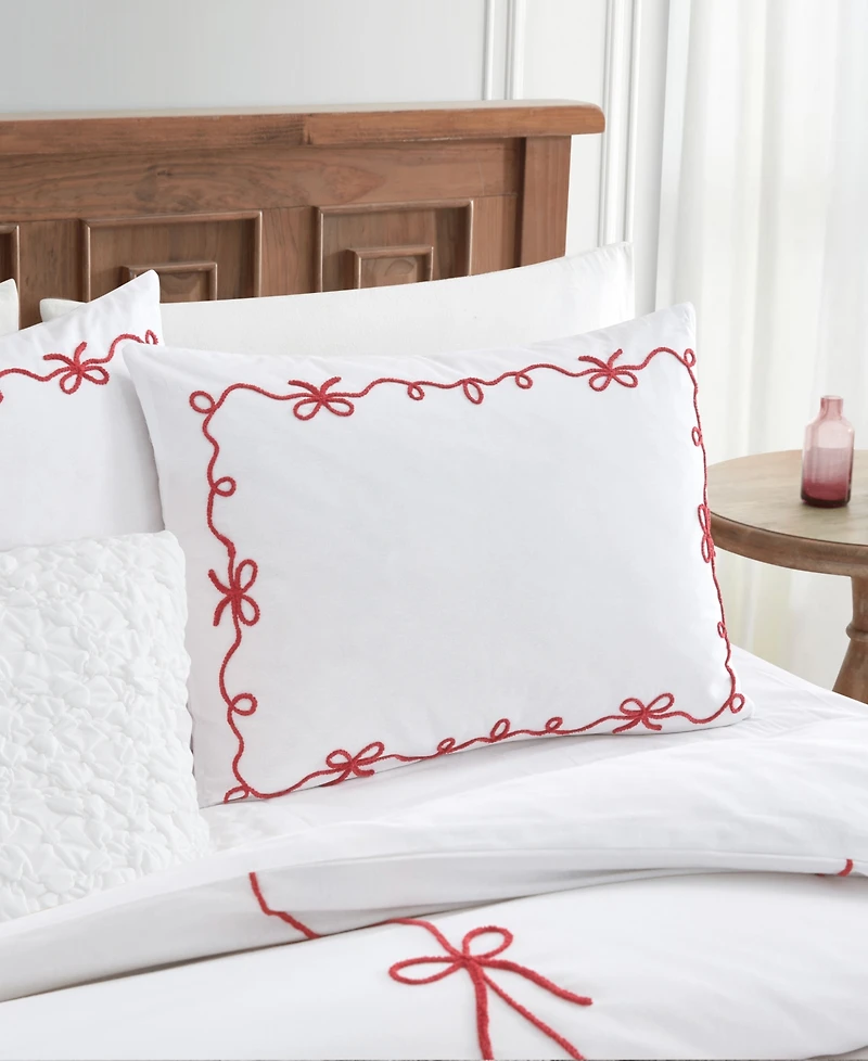Peri Home Sasha Bows Embroidered 3-Pc. Duvet Cover Set, Full/Queen