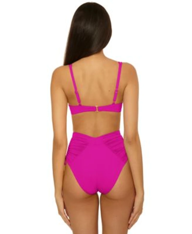 Becca Womens Color Code Underwire Bikini Top Shirred High Waist Bottoms