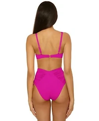 Becca Womens Color Code Underwire Bikini Top Shirred High Waist Bottoms
