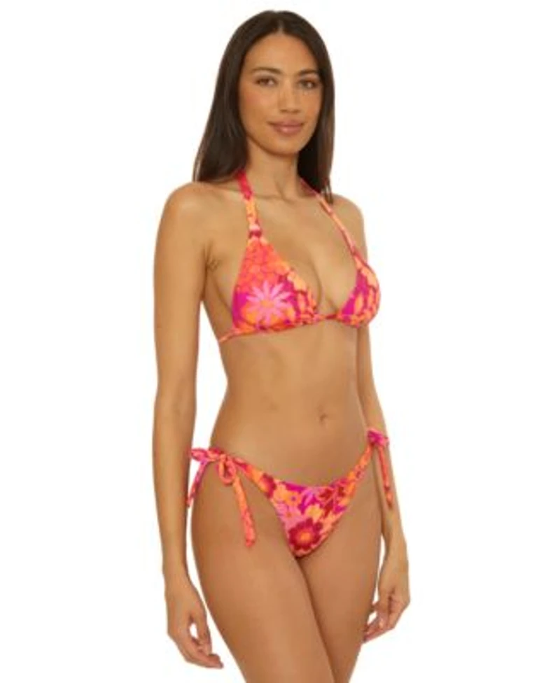 Becca Womens Copacabana Reversible Triangle Bikini Top Side Tie Bottoms