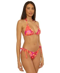 Becca Womens Copacabana Reversible Triangle Bikini Top Side Tie Bottoms