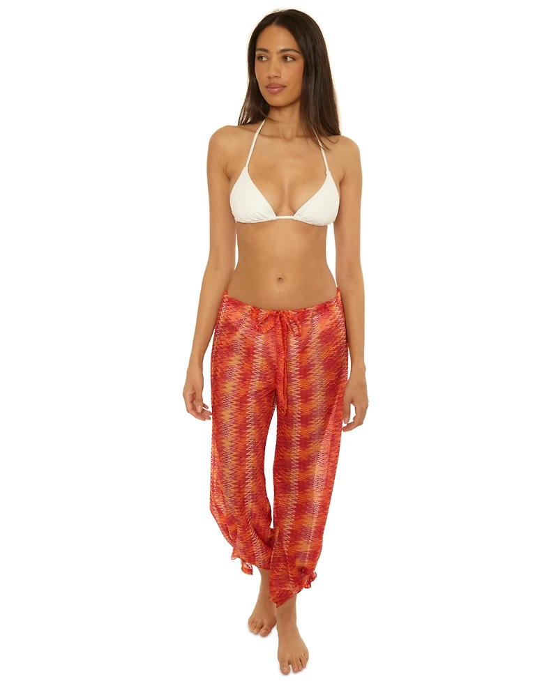 Becca Women's Cancun Metallic Crochet Cover-Up Pants