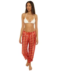 Becca Women's Cancun Metallic Crochet Cover-Up Pants