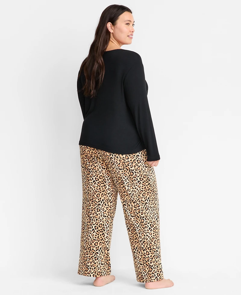 State of Day Women's Long-Sleeve Ribbed Henley Sleep Top Xs-3X, Created for Macy's