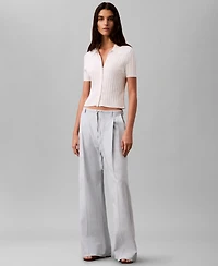Calvin Klein Women's Linen Blend Wide-Leg Pants