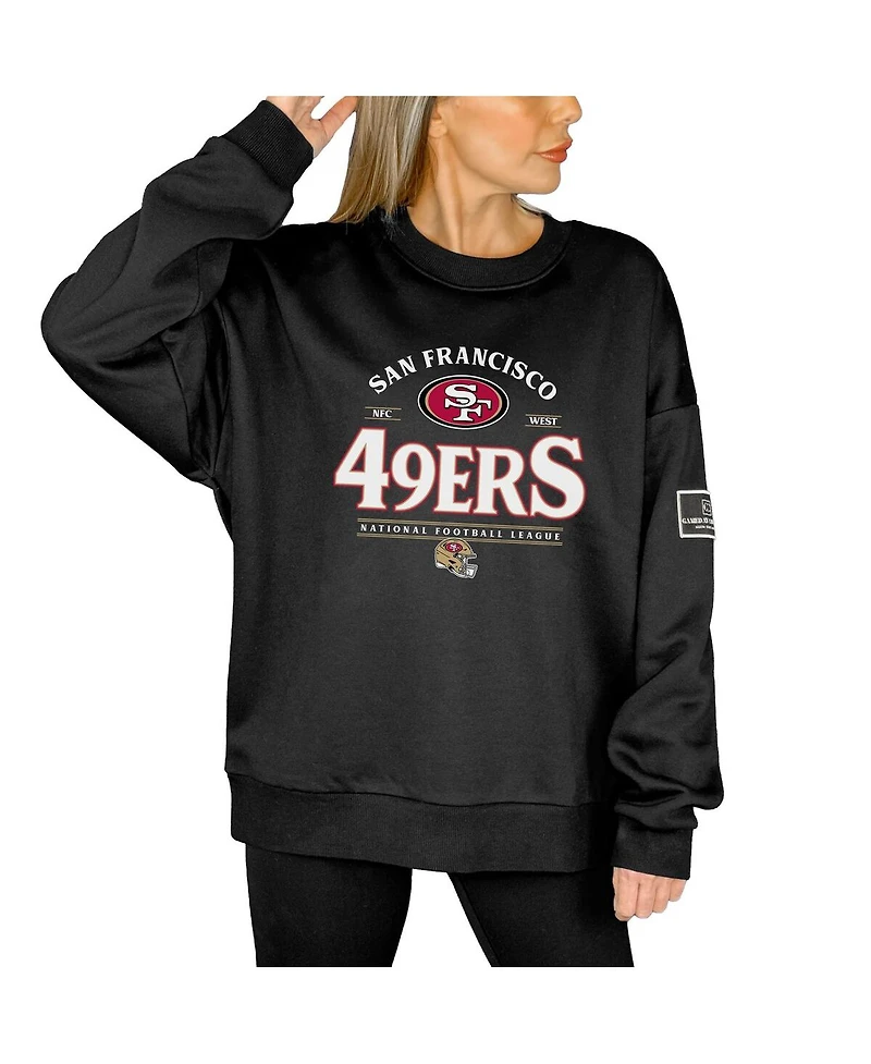 Gameday Couture Women's Black San Francisco 49ers Oversized Players Only Label Pullover Sweatshirt